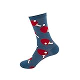 kosopse Frottee Socken Herren Schwarz Modetrend bedruckte mittlere Röhrenstrümpfe verdickte warme Socken Halterlose Strümpfe Rücknaht (E, OneSize)
