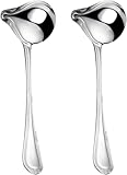 2 Stück Soßenlöffel aus Edelstahl, 20.6 cm Suppenkelle Edelstahl, Klein Saucenkelle mit Ausgießer, Saucenlöffel Spülmaschinenfest, Soßenlöffel für Suppensoßen Bratensoßen Dressings(Silber)