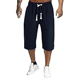Herren-Shorts aus Baumwolle und Leinen, Shorts und Bermudas Herren, Caprihose, große Größe, Laufshorts, Herren, Sportshorts, Padel, Badeshorts, Herren, kurze Hose, einfarbig, Arbeit, Strand,