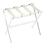 perfk Kofferständer, Acryl-Gepäckträger mit Kunstlederriemen, verdickter Gepäckständer, zusammenklappbar, für Schlafzimmer, Wohnzimmer, Beige. Keine Griffe