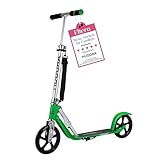 HUDORA BigWheel Scooter 205 - Stabiler Aluminium-Roller - Höhenverstellbarer & zusammenklappbarer Cityroller - Kinder- & Erwachsenenroller für bis zu 100kg - Tretroller mit Ständer