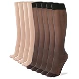 ZIHUA9 Paar Nylon Kniestrümpfe Damen 20 Den (Einheitsgröße, Schwarz+Hautfarbe)