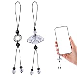 EORPAVU Handyanhänger, 2 Stück Retro Kalligraphie Fan Anhänger Handykette Personalisiert Handy Charm Schlüsselanhänger Zubehör Universal Handy Lanyard
