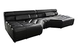 KAWOLA Big Sofa XXL Couch mega Sofa Ledersofa Tara Leder Vintage Wohnlandschaft mit Kissen Fernsehcouch große Sitzfläche 286x76x143cm (B/H/T) Farbe schwarz