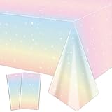 Pastell Regenbogen Tischdecken, Rectangle Pastell Regenbogen Tischdecke für Party Dekorationen Mädchen Regenbogen Geburtstag Party Dekorationen Baby Dusche Party Zubehör (2, 130x220cm)