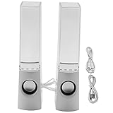 Youbones 2PCS LED-Licht Lautsprecher Tanzen Wasser Musik Springbrunnen Licht für PC Laptop für Telefon Tragbarer Schreibtisch Stereo-Lautsprecher