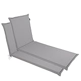 LILENO HOME Sonnenliege Auflage als 2er Set - Rollliege in Grau - Gartenliegen perfekt für Strandliege - Polster Auflage
