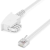 deleyCON 15m Telefonkabel TAE-F Stecker auf RJ11 Stecker Int. Norm 6P4C Flachkabel Analoge Endgeräte an TAE-F Telefondose Telefon Fax Modem Router Anrufbeantworter Weiß