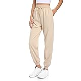 M MOTEEPI Sweathose mit hoher Taille für Damen, Baggy Jogger, Cinch Bottom Sweatshirts mit Taschen, hellgelb, Mittel