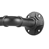 Schwarz Gardinenstange Industrial Ausziehbar Metall, Industrielle Vorhangstange Wandmontage und Deckenmontage, Gardinenstang für Verdunkelungsvorhänge, Ausziehbare Gardinenstangen 88-180cm.(88-180CM)