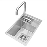 Küchenspülen Küchenbar Eingelassenes Spülbecken Verstecktes Wohnmobil-Spülbecken Mit Wasserhahn Mini-Spülbecken Aus Edelstahl Wasserbecken Für Den Außenbalkon Mit Abdeckung Leicht Zu Reinigen(Silver)