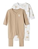 NAME IT Unisex Baby Nbnnightsuit 2p Zip Ff Oxford Bear Noos Schlafanzug, Oxford Tan, 74 EU