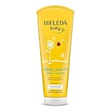 WELEDA Bio Calendula Baby Waschlotion & Shampoo - veganes Naturkosmetik Duschgel zur Hautpflege / Haarpflege bei Neugeborenen. Babypflege Dusche für empfindliche Haut, mild zu den Augen (1x 200ml)