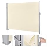 Seitenmarkise Aluminium Outdoor Beige 180X400 Einziehbar Sichtschutz Sonnenschutz Windschutzscheibe für Balkon Terrasse Garten für Windschutz und Sonnenschutz (Beige 180 x 500 cm)