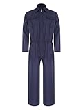 Yruioon Herren Arbeitsoverall Blaumann Overall Langarm Jumpsuit mit Reißverschluss Handwerker Arbeitsanzug Werkstatt Mechanisch Arbeitskleidung Marine Blau 3XL