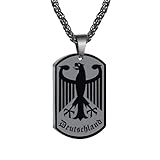 Halora Deutschland Kette Adler Herren, Halskette Herren Schwarz Edelstahl Bundesadler Herrenkette Germany Schmuck Männer Accessoires Geschenke für Männer Teenager Jungs Bruder