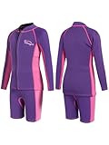 Yikayin Neoprenanzug Kinder, 2mm Zwei Stück Jungen Mädchen Neoprenanzüge Kind Neopren Thermal Langarm Top + Shorts Warm halten UV Neopren Schwimmanzug für Tauchen, Surfen, Schnorcheln, SUP