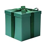 RUSPEPA Mittlere Geburtstags-Geschenkbox Mit Deckel, Schleife Und Seidenpapier, Faltbare Geschenkbox – 1 Stück, 23 X 23 X 23 cm, Grün