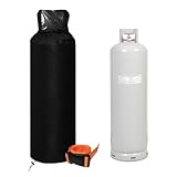 45,4 kg Propangas-Tankabdeckung, 600D Oxford, wasserdichte Propangasdosenschutzabdeckungen für den Außenbereich, mit verstellbarem Haltegurt für Garten, Zuhause, Grill, Schwarz