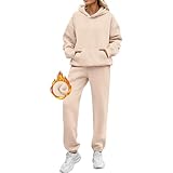 Generisch Hausanzug Damen mit Kapuze 2 Teile Damen Jogginganzug Damen Set Sweatshirt mit Hose Elegant Freizeitanzug Sport Hosenanzug Langarm Hoodie Trainingsanzug S