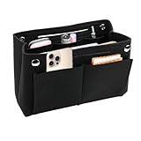 TESSTSY Taschenorganizer Filz 24x8x15 cm, Handtaschen Organizer, Filz Tasche Organizer, Handtasche Organizer, Taschen Innen Organizer, Innentasche für Handtaschen mit Mehreren Fächern (Schwarz, S)