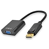 OcioDual DP Male zu VGA Female Adapter Schwarz DisplayPort Display Port auf D-Sub DSub DB15 SVGA M/F Wandler Konverter Video Full HD 1080p 720p Auflösung für PC Monitor Projector