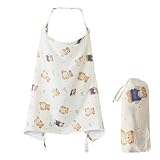 Stillbezug für Babys, Stillbezug Musselin, Stilltuch für Unterwegs Stillschal Stillschürze,Weicher und Atmungsaktiver Stillschal, Verstellbarer Riemen und Tasche