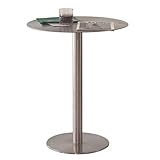 Moderner Bartisch aus Edelstahl mit runder Tischplatte, 50 x 105 cm hoch, Bistrotisch für Kneipe, Café und Esszimmer