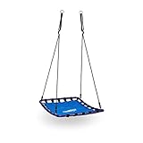 Relaxdays 10020821 Nestschaukel eckig für den Outdoor-Bereich, max. Personengewicht: 113 kg, HBT: 153 x 98 x 74 cm, blau-schwarz