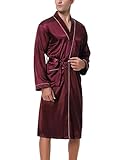 Bresdk Morgenmantel Herren Satin Kimono Robe Lang Leichter Bademantel für Männer
