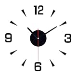 astylishome Küchenwanduhren-Aufkleber, modern, groß, 3D-Aufkleber, arabische Ziffern, DIY-Uhr, Heimbüro, abnehmbare Dekoration für Wohnzimmer, Schwarz 2113