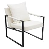 Dettchan Weiß Sessel, Boden Stehend Rechteckig Lounge Chair Sessel Lehnstuhl Relaxsessel mit Rückenlehne, für Wohnzimmer, Büro, Schlafzimmer, Gästezimmer 59 * 65 * 80 cm
