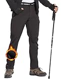 MOURCE Winterhose Herren Wandern, Outdoor Schneehose Herren knittrfrei Softshellhose, Grau L