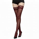 Xfome Style L-FENG-UK Damen Spitze Top Sheer Oberschenkel Hohe Seide Strümpfe