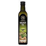 Walnussöl 500ml - Speiseöl zum Verzehr - Glasflasche - Vegan - Kaltgepresst - Unraffiniert - Nativ - Gewürzöl - Salatöl - Gourmet Öl - Walnuss Öl zum Salaten, Speisen, Salatdressings