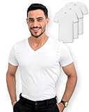 SKIPPER 3er Pack Herren T-Shirt mit V-Ausschnitt I Basic T-Shirts in Weiß I Unterziehshirt aus 100% Baumwolle I Kurzarm Business Unterhemd Herren I Oeko-TEX Zertifiziert I Größe XL