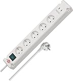 Brennenstuhl Bremounta Steckdosenleiste 5-Fach mit USB C-Ladefunktion (Mehrfachsteckdose mit Schalter, Steckerleiste Wandmontage, 2X USB C und 3m Kabel) weiß