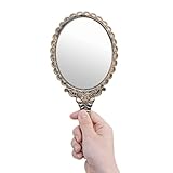 1 PCS Handspiegel Mit Griff Vintage - Kinder Schmink Spiegel Retro Hand Spiegel Handheld Mirror (Bronze)