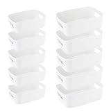 10 Stück Aufbewahrungsboxen aus Kunststoff, Stapelbare Aufbewahrung Organizer Korb Boxen mit Griffen für Küche, Schrank, Büro, Bad, Spielzeug, Home Tidy Open Storage Bins mit Griffen, 2 Größe
