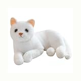 Semazz Realistic Plüsch Katze Plüschtier,Stofftier Puppe Weiche Katze Kuscheltier Süßes Katze Spielzeug Geschenk für Babys Kinder Jungen & Mädchen Zuhause,Büro,Geburtstag,Weihnachten,Kindertag Weiß