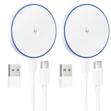 Für MagSafe Ladegerät:2 Pack Magnetisches kabelloses Ladepad für iPhone 16 15 14 13 12 Series & AirPods 4-2 Pro, starker Magnet, mit USB-C/A-Anschlüssen