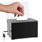 Empfohlene Box, Spendenbox Abschließbar, Acrylspendenbox, mit Schwarzem Schlüssel, Spendenbox Abschließbar, für Kommentare, Stimmzettel und Papierspenden, Schwarz