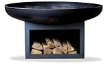 SOUK ONE Feuerschale Palma 80 cm mit Holzfach, Feuerschale - Feuerstelle für den Garten, Terrasse und Balkon, Feuertonne und Feuerkorb (Ø 80cm Palma)
