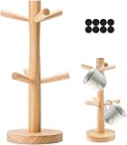 Tassenständer Holz, Brezelständer,tassenhalter, 6 Armig, Kaffeetassenregal Holzmit für Küchentheke Tabletop