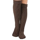 Generisch Basketball Strumpf New : Stacked Lace Pants Woolen Legs Step Feet Knitted Over Knee Christmas Floor Socks Strumpfhosen Schwarz Damen Blickdicht (Coffee, A)