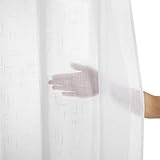 Deconovo Voile Gardinen mit Kräuselband 2er Set H245 x B140 cm Weiß Gardinenschal Vorhänge Vorhang Leinenoptik