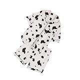 Yardwe Damen Kurzarm Schlafanzug Set mit Kuhmuster Polyester Nachtwäsche für Zuhause Bequeme Kurzärmelige Nachtkleidung Modischer Cartoon Print Weiche Hauskleidung