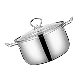 COLLBATH Suppentopf aus Edelstahl topf antihaftbeschichtet non stick pan cookrings cooking utensils glasdeckel Kochtopf Tortilla multifunktionaler Topf Küchenwaren Rostfreier Stahl Silver