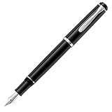Pelikan Füllhalter Classic 205, Schwarz, Feder M (mittel), hochwertiger Patronenfüller im Geschenk-Etui, 820707
