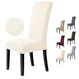 BalladHome Stuhlhussen 4 Stück Stuhlbezüge Stretch Stuhlbezug Elastische Spandex Stuhlhussen Universal Abnehmbare Waschbar für Hotel Party Bankett (Cremeweiß, 4 Stück)-M